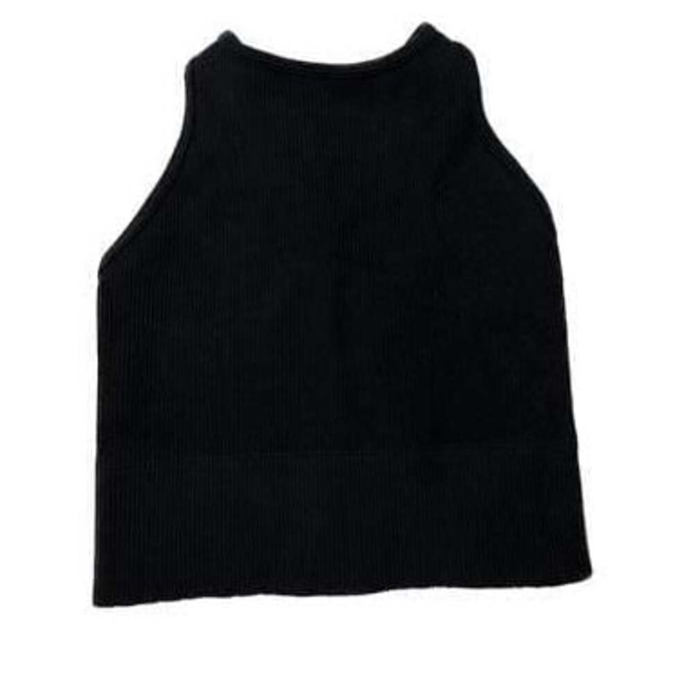 Gilly Hicks Black Ribbed High-Neck Crop Tank/Sports Bra-Medium